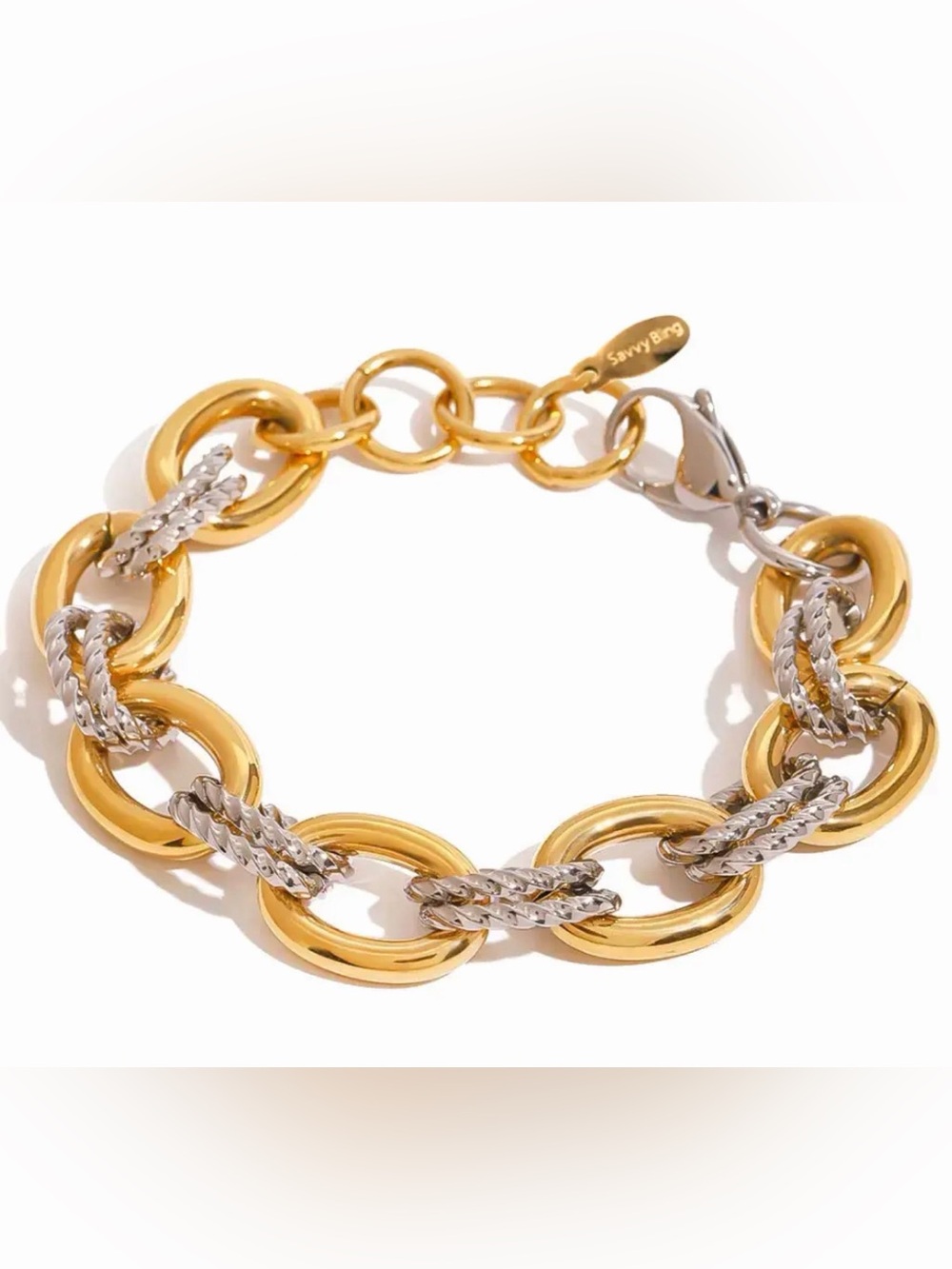 Gold and Silver Interlinked Circle Bracelet